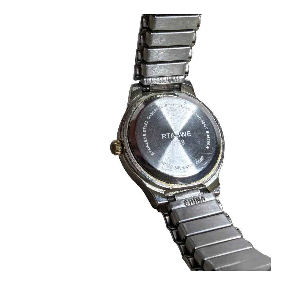 Accutime Watch Corp‎ Unisex 2 Tone Metal Expansion Band Wrist Watch
